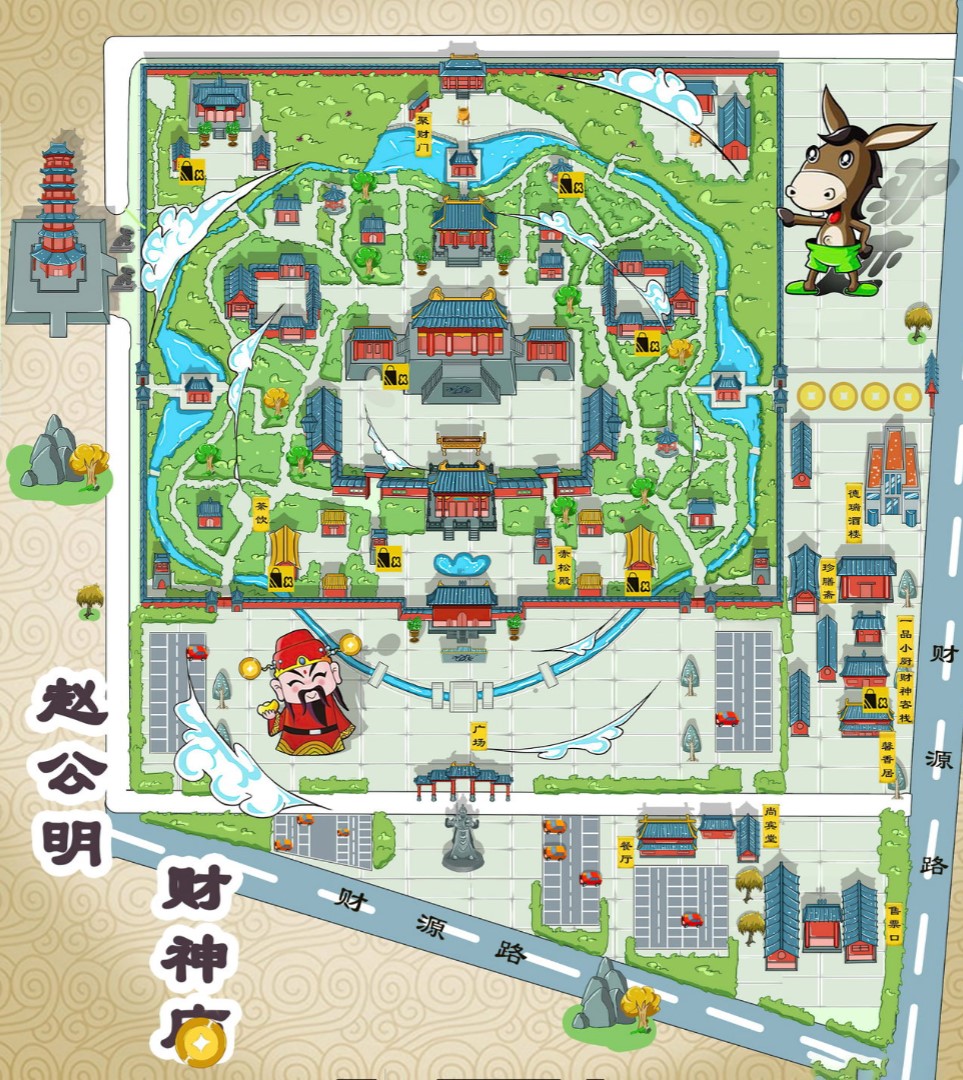 麻阳寺庙类手绘地图